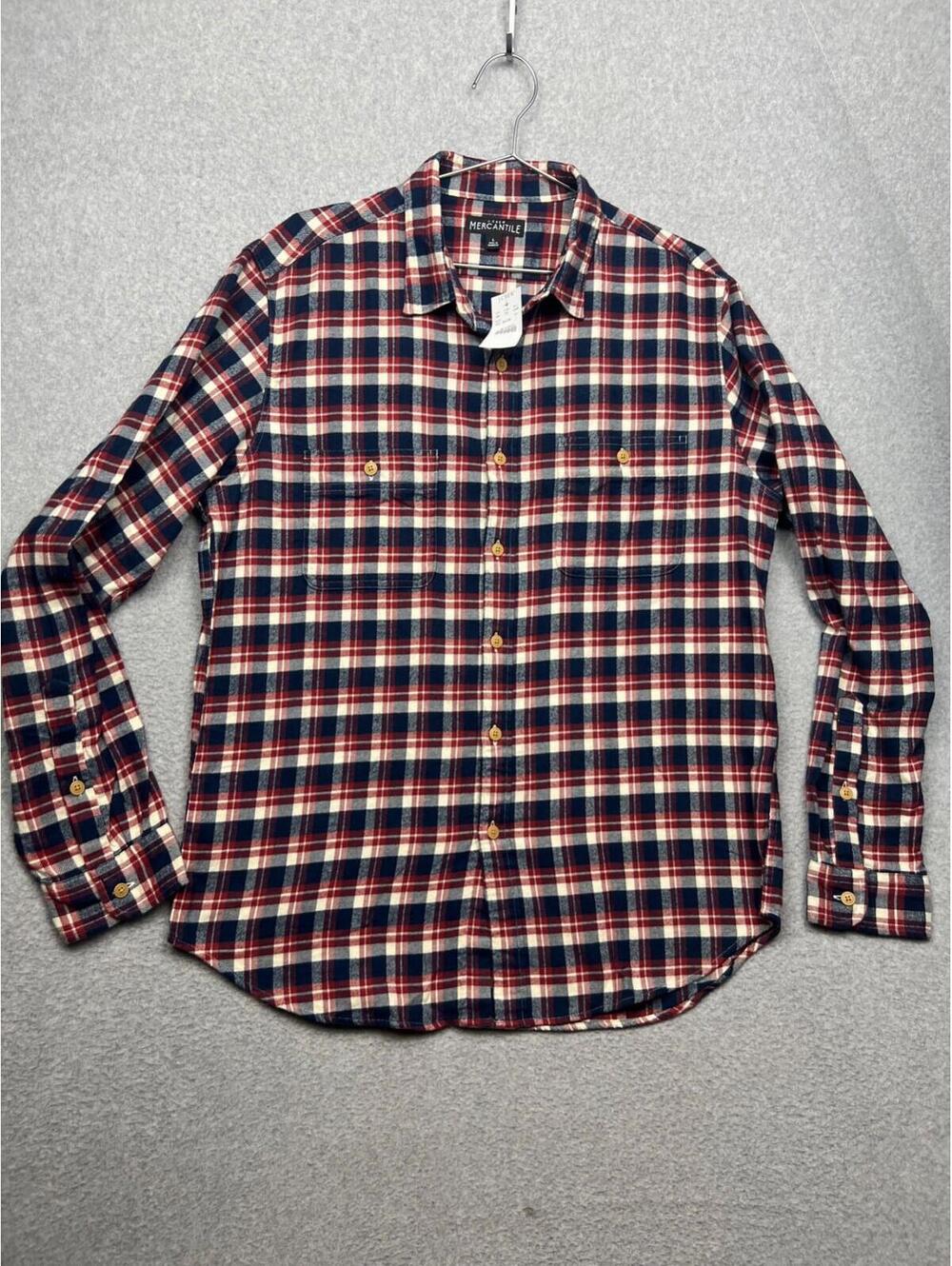 J Crew Mercantile Plaid Flannel Button Up Shirt Mens Large Long Sleeve Casual